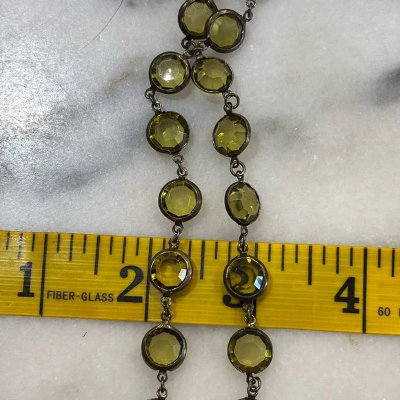 Martyr Sohiff green crystal long lanyard necklace clasp wrap layered statement - Picture 2 of 7